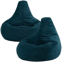 icon Set van 2 Zitzak Dalton - Corduroy Zitzak Volwassenen - Blauwgroen
