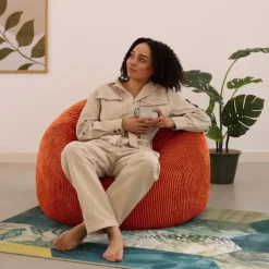 Zitzakken-icon Set van 2 Zitzak Kingston - Corduroy Zitzak Volwassenen - Oranje