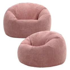 icon Set van 2 Zitzak Kingston - Corduroy Zitzak Volwassenen - Oud roze
