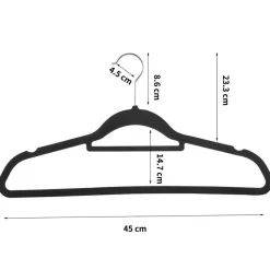 Merkloos Set van 50 kleerhangers - Fluweel - Anti-slip - Kapstokken met Broeklat - Zwart