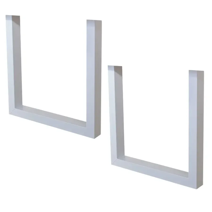 Tafelpoten-Dimehouse Set van 2 metalen tafelpoten U-frame wit - 8x70x72 cm - Metaal - Wit