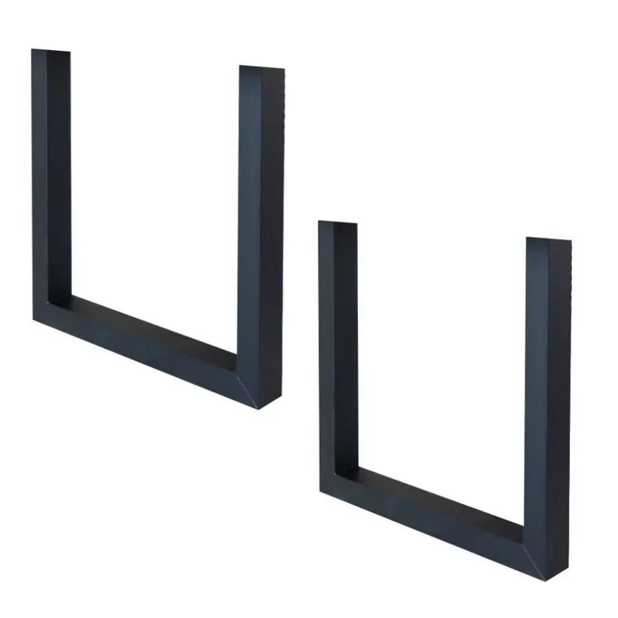 Tafelpoten-Dimehouse Set van 2 metalen tafelpoten U-frame zwart - 8x70x72 cm - Metaal - Zwart