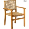 Tuinstoelen-Nordlys Set van 2 tuinstoelen van acacia en touw