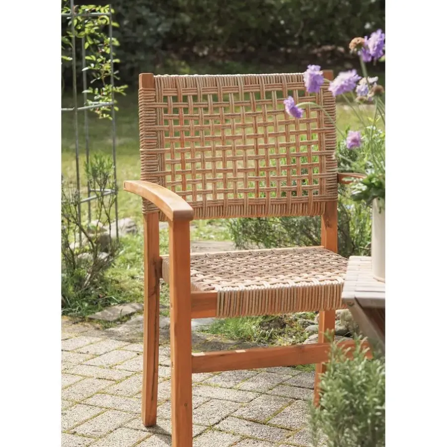 Tuinstoelen-Nordlys Set van 2 tuinstoelen van acacia en touw