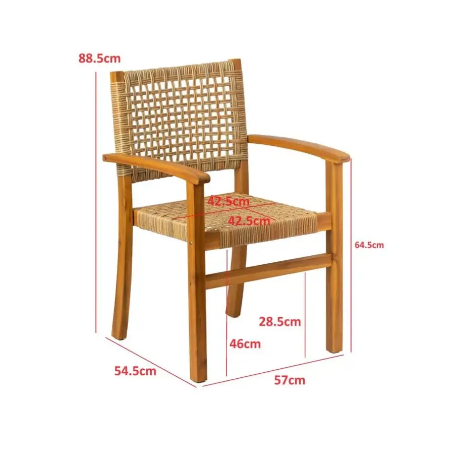Tuinstoelen-Nordlys Set van 2 tuinstoelen van acacia en touw