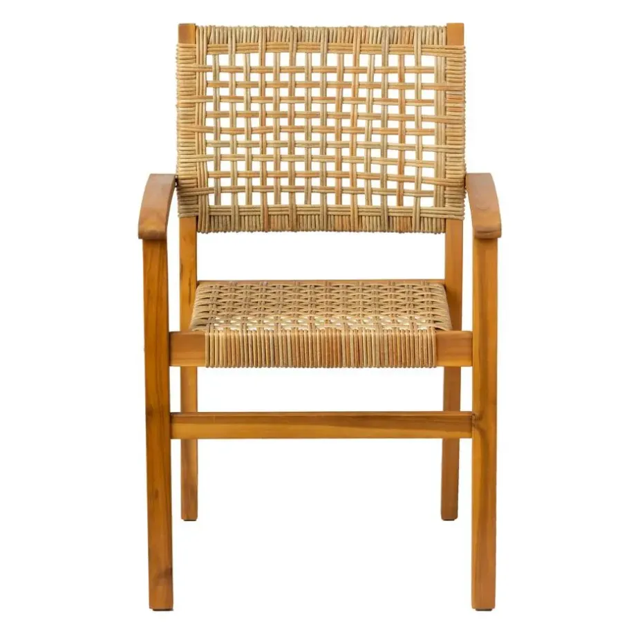 Tuinstoelen-Nordlys Set van 2 tuinstoelen van acacia en touw