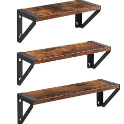 Wandplanken-Merkloos Set van 3 Wandplanken, Zwevende Plank, 30/35/40 x 12 x 11, Vintage Bruin Zwart