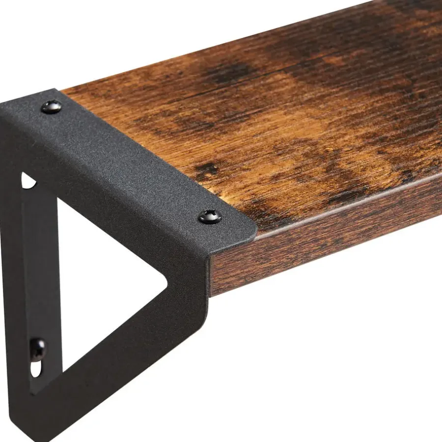 Wandplanken-Merkloos Set van 3 Wandplanken, Zwevende Plank, 30/35/40 x 12 x 11, Vintage Bruin Zwart