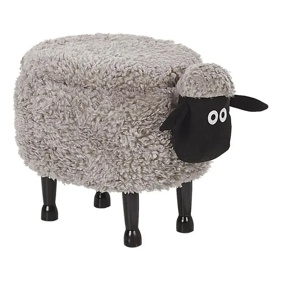Hockers En Voetenbanken-Beliani SHEEP - Hocker - Grijs - Polyester