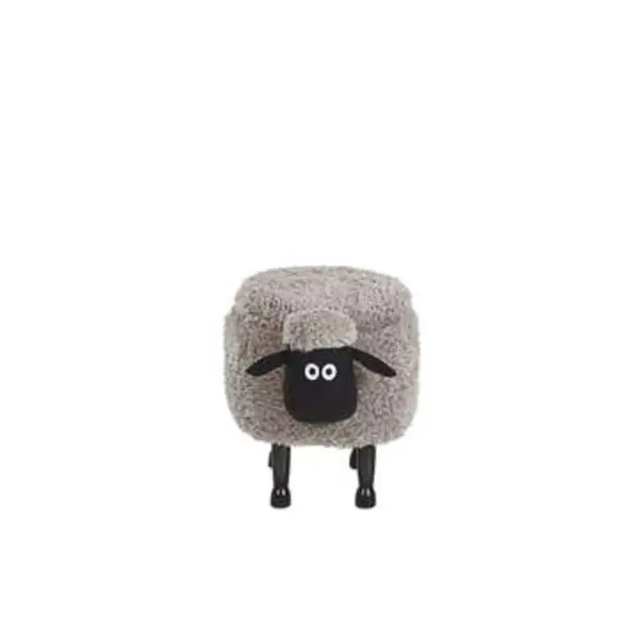 Hockers En Voetenbanken-Beliani SHEEP - Hocker - Grijs - Polyester