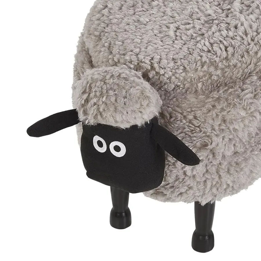 Hockers En Voetenbanken-Beliani SHEEP - Hocker - Grijs - Polyester