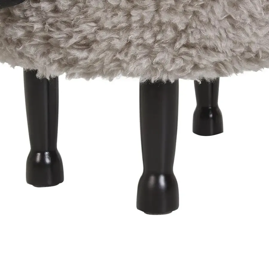 Hockers En Voetenbanken-Beliani SHEEP - Hocker - Grijs - Polyester