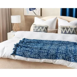 Beliani SHIVPURI - Plaid - Blauw - 130 x 180 cm - Katoen
