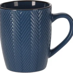 Leen Bakker Siaki Koffiemok/theemok - Fishbone - blauw - 370 ml