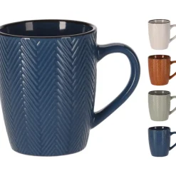 Kopjes, Mokken En Bekers-Leen Bakker Siaki Koffiemok/theemok - Fishbone - lichtgrijs - 370 ml