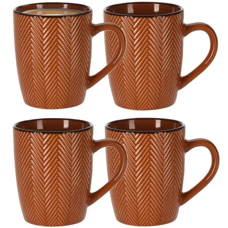 Kopjes, Mokken En Bekers-Leen Bakker Siaki Koffiemok/theemok - Fishbone - terra - 370 ml