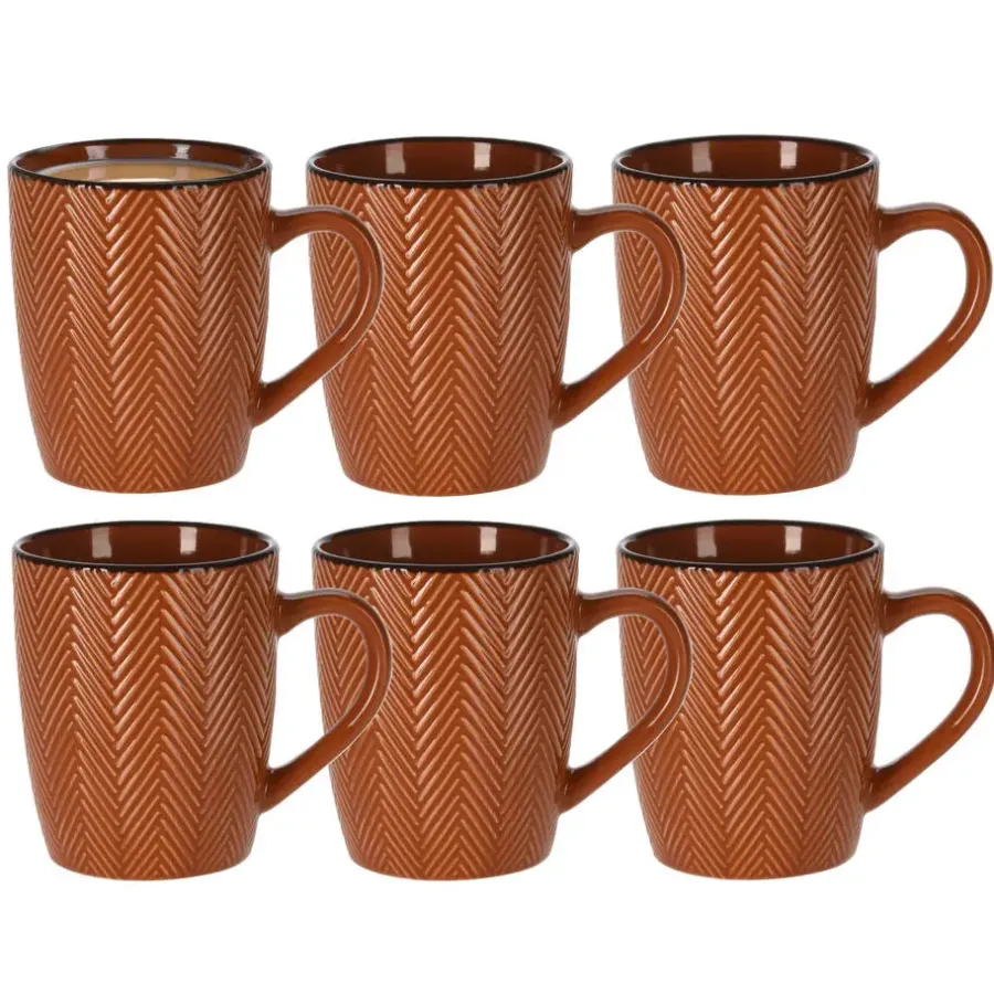 Kopjes, Mokken En Bekers-Leen Bakker Siaki Koffiemok/theemok - Fishbone - terra - 370 ml