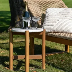 House Nordic Sidetable Acacia Naturel/Wit - 37x37x46cm - Terracina