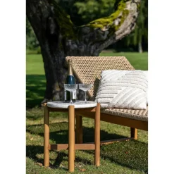 House Nordic Sidetable Acacia Naturel/Wit - 37x37x46cm - Terracina