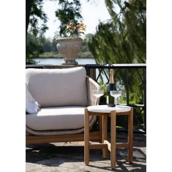 House Nordic Sidetable Acacia Naturel/Wit - 37x37x46cm - Terracina
