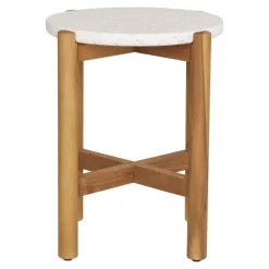 House Nordic Sidetable Acacia Naturel/Wit - 37x37x46cm - Terracina