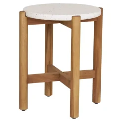 House Nordic Sidetable Acacia Naturel/Wit - 37x37x46cm - Terracina