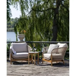 House Nordic Sidetable Acacia Naturel/Wit - 37x37x46cm - Terracina