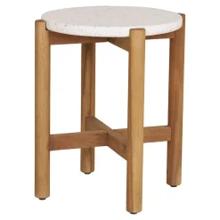House Nordic Sidetable Acacia Naturel/Wit - 37x37x46cm - Terracina