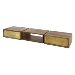 Sidetables-Giga Living Sidetable Mangohout - 123x30x15cm - Brass