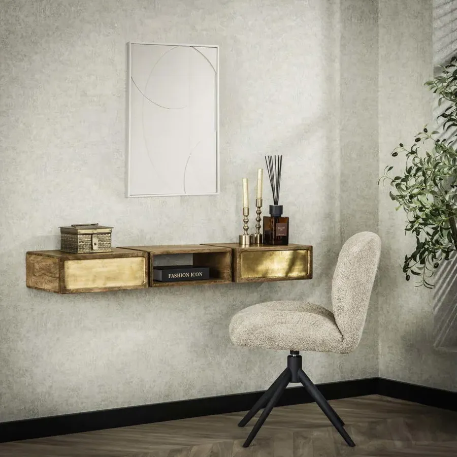 Sidetables-Giga Living Sidetable Mangohout - 123x30x15cm - Brass