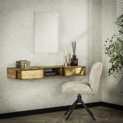 Sidetables-Giga Living Sidetable Mangohout - 123x30x15cm - Brass