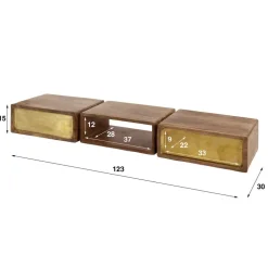 Sidetables-Giga Living Sidetable Mangohout - 123x30x15cm - Brass