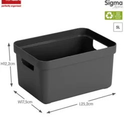 Opbergboxen-Sunware Sigma home opbergbox 5L antraciet