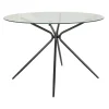 Industriële Eettafels-Loft24 Silvie - Ronde eettafel Ø110 cm 4 zitplaatsen in glas / zwart