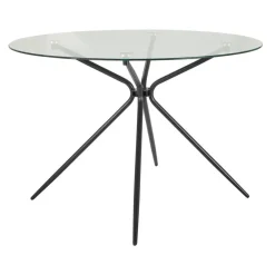Industriële Eettafels-Loft24 Silvie - Ronde eettafel Ø110 cm 4 zitplaatsen in glas / zwart