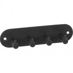 Kapstokken-SIRO Kapstok - 4 ophang haken - metaal - mat zwart - 11 x 21 cm