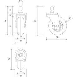 Bureaustoelen|Bureaustoelen-Sedero Skate wielen voor bureaustoel - Set van 5