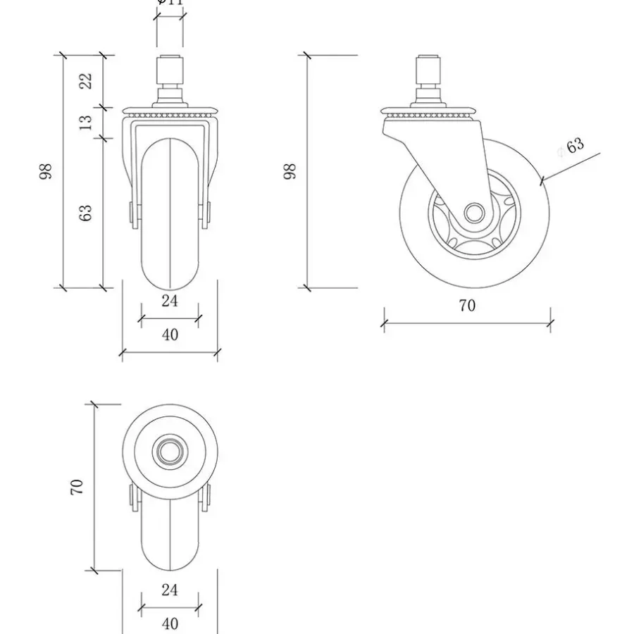 Bureaustoelen|Bureaustoelen-Sedero Skate wielen voor bureaustoel - Set van 5