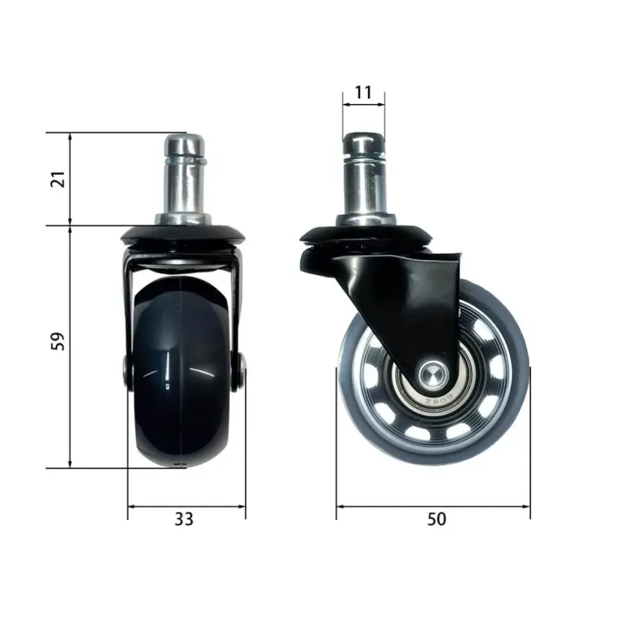 Bureaustoelen|Bureaustoelen-Sedero Skate wielen voor bureaustoel - Set van 5 - 50 mm