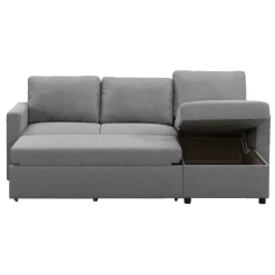 Slaapbanken|Slaapbanken-Leen Bakker Slaapbank Turijn met opbergruimte - grijs - 82x215x145 cm