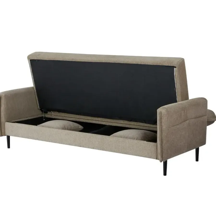 Slaapbanken|Slaapbanken-Giga Meubel Slaapbank 3-Zits - Taupe Stof - Zithoogte 47cm - 200x85x87cm - Torvi