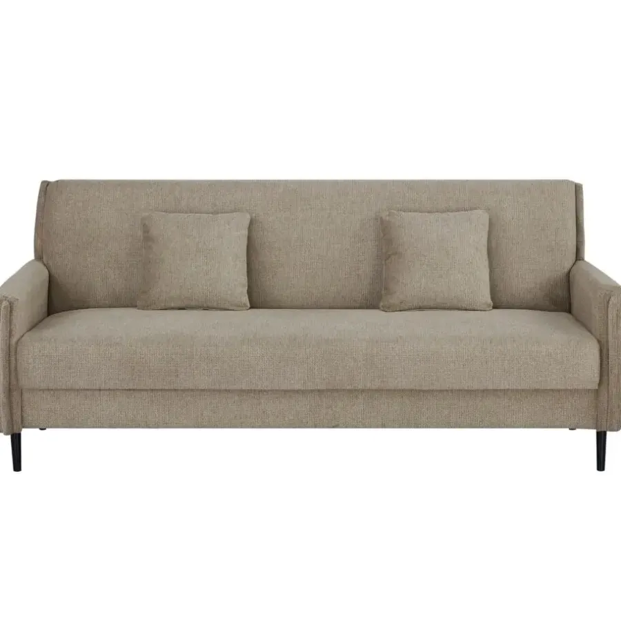 Slaapbanken|Slaapbanken-Giga Meubel Slaapbank 3-Zits - Taupe Stof - Zithoogte 47cm - 200x85x87cm - Torvi
