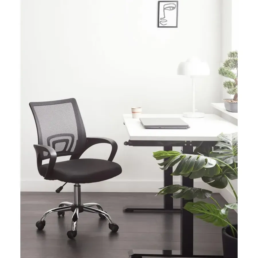Bureaustoelen|Bureaustoelen-Beliani SOLID - Bureaustoel - Zwart - Polyester