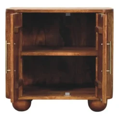 Dressoirs-Artisan Furniture Solis Geribbelde Dressoir, 2 Deuren en 2 Planken, Lichtbruin