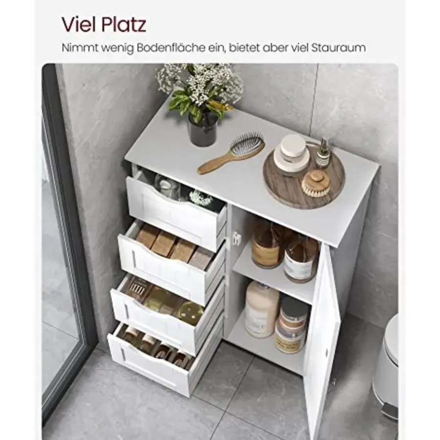 Songmics - Kast met 4 lades en deur - MDF - Wit
