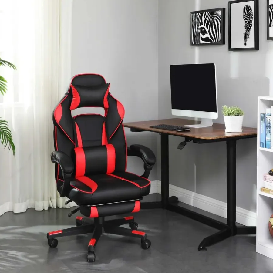 Songmics Ergonomische bureaustoel Zwart/Rood - 150 kg