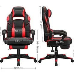 Songmics Ergonomische bureaustoel Zwart/Rood - 150 kg