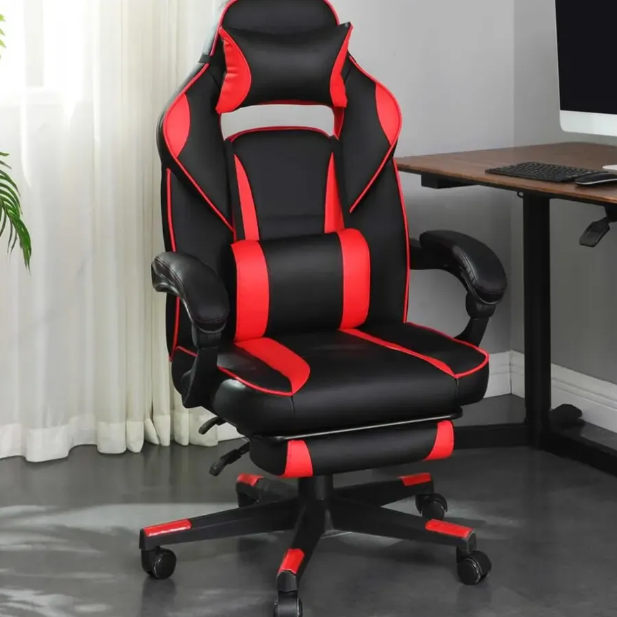 Songmics Ergonomische bureaustoel Zwart/Rood - 150 kg