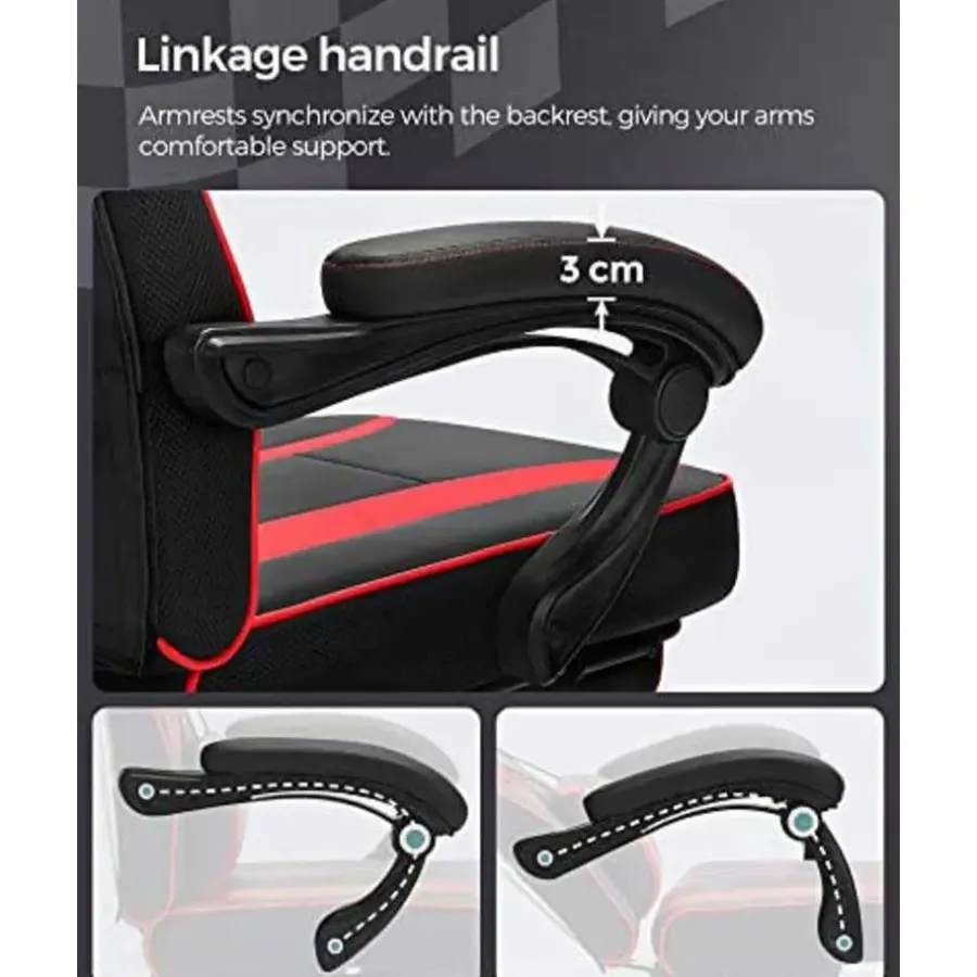Songmics Ergonomische bureaustoel Zwart/Rood - 150 kg