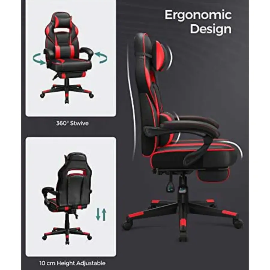 Songmics Ergonomische bureaustoel Zwart/Rood - 150 kg